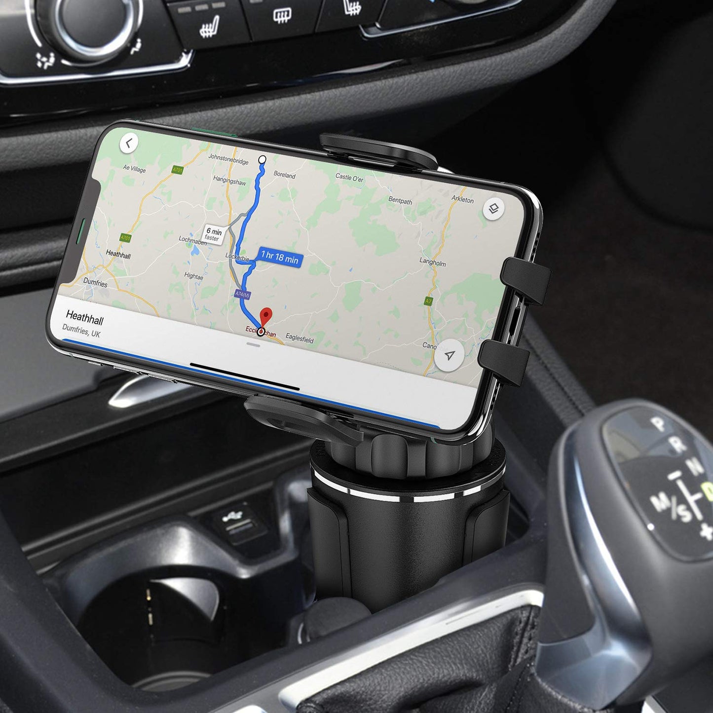 WixGear Cup Holder Phone Mount, Adjustable Long Neck Cellphone Holder for Car, Upgraded Version, Cup Phone Holder for Car with Expandable Side Arms