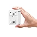 LAX Gadgets Multi-Plug Outlet Extender with Reliable Surge Protector Circuit - Suitable for Home, Office, & School Usage | 3 Wall Outlets and 4 USB