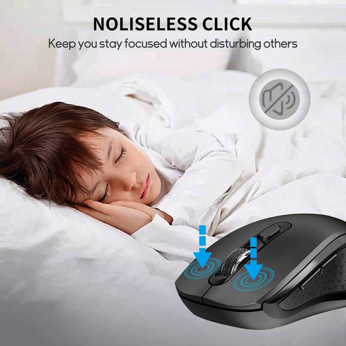 Wireless Mouse with Side Buttons for Laptop, PC, Chromebook, Mac, MacBook, Silent Mouse with USB Nano Receiver, 1000/1600/2400 DPI, Anti Slip Roller