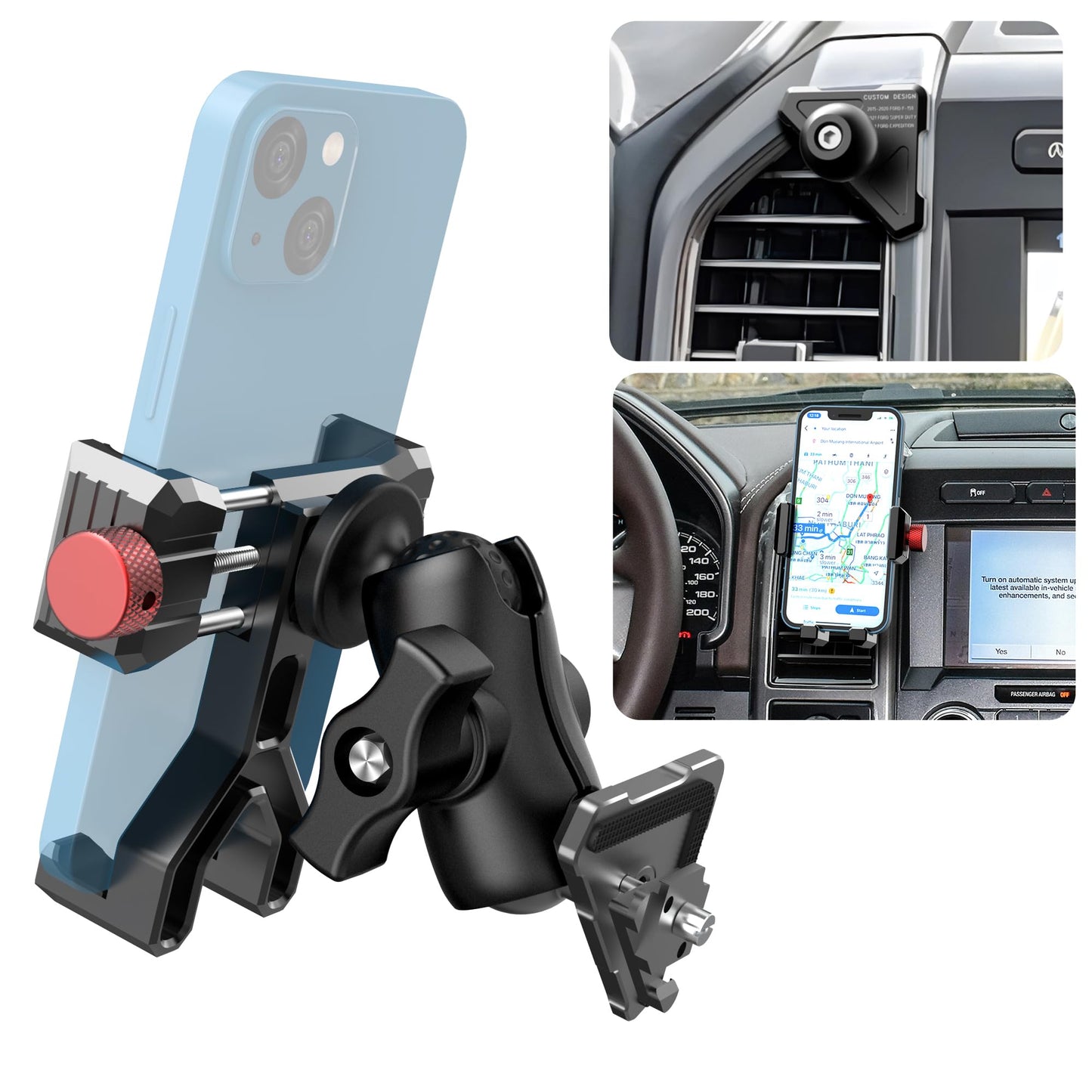 EASEORD Phone Mount Compatible with Ford F-150 2015-2020, Expedition 2018-2021, Super Duty 2017-2021, 360 Rotation Aluminum F150 Vent Cell Phone