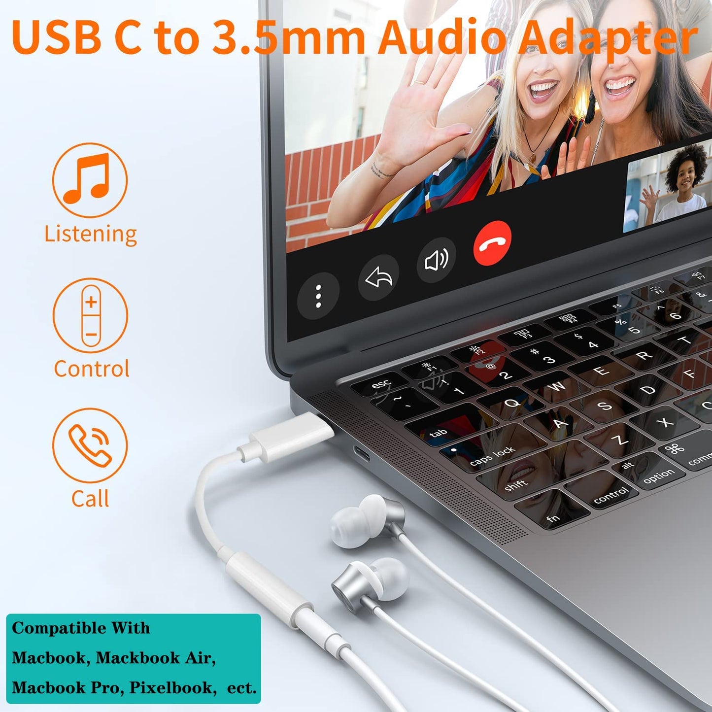 USB C to 3.5mm Headphone Jack Adapter Compatible with Pixel 6 5 4 3 2 XL, iPhone 15 Plus Pro Max, iPad Pro 2018-2022, Sony HTC Moto Samsung Galaxy S21