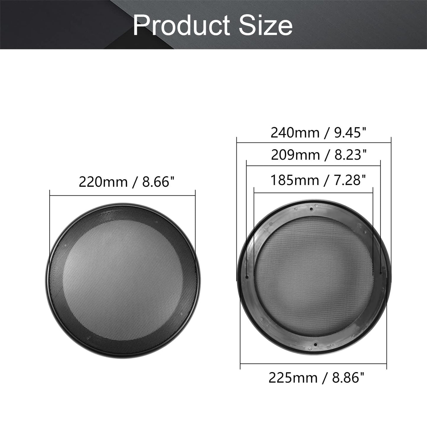 Fielect 2Pcs 8" Speaker Grill Cover Mesh Decorative Circle Woofer Guard Protector Cover Audio Accessories Black Cloth Cover with 8 Screws