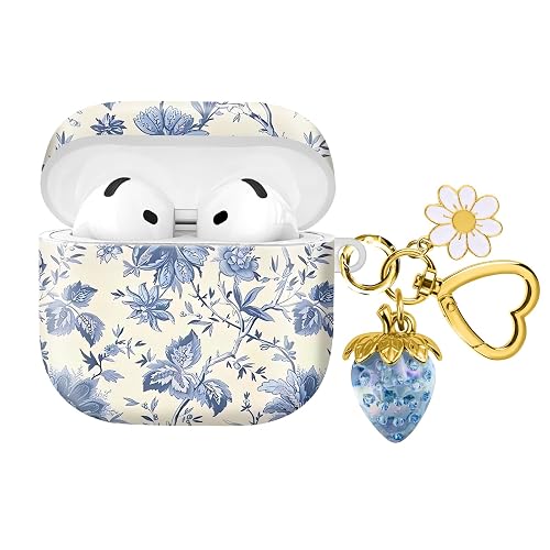 Compatible with AirPod 4,2024, The Full-Protection Shockproof Wireless Earphone case Comes with a Cute and Beautiful Strawberry Keychain Pendant