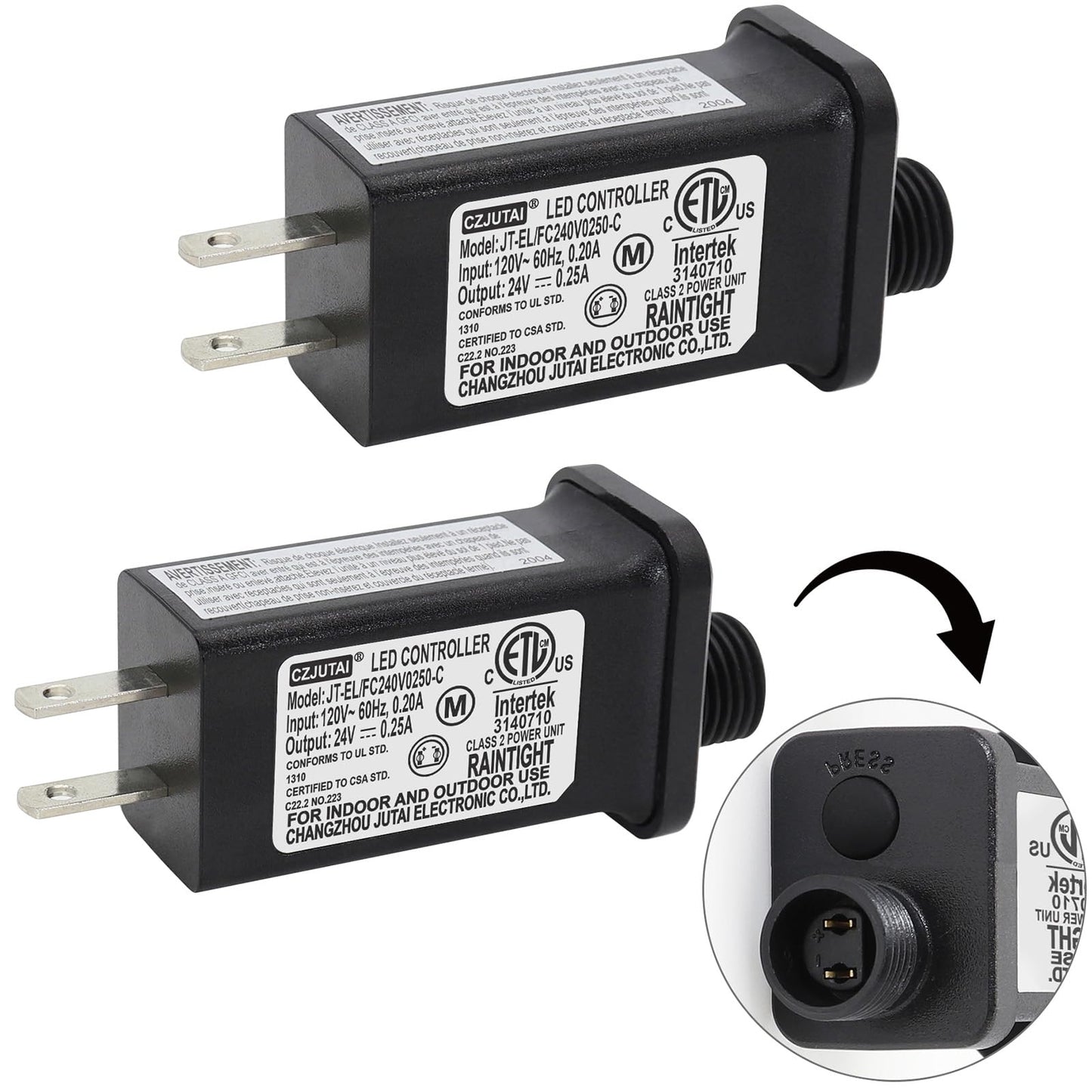 Pack of 2 24V 6W PremierAdapter Power Supply for CZJUTAI JT-EL/FC240V0250-C 24V6W /4.5W /3.6W /1.35W for Christmas Lighting,String Light, Projector…