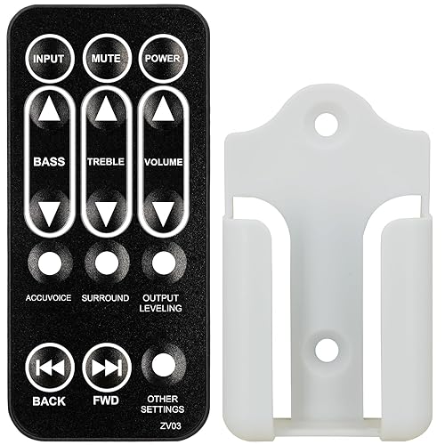Replacement Remote Control for ZVOX SOUNDBASE Z-Base 415 425 430 430HSD 525 550 550HSD 575 575HSD TV Speaker (with Mounting Bracket)
