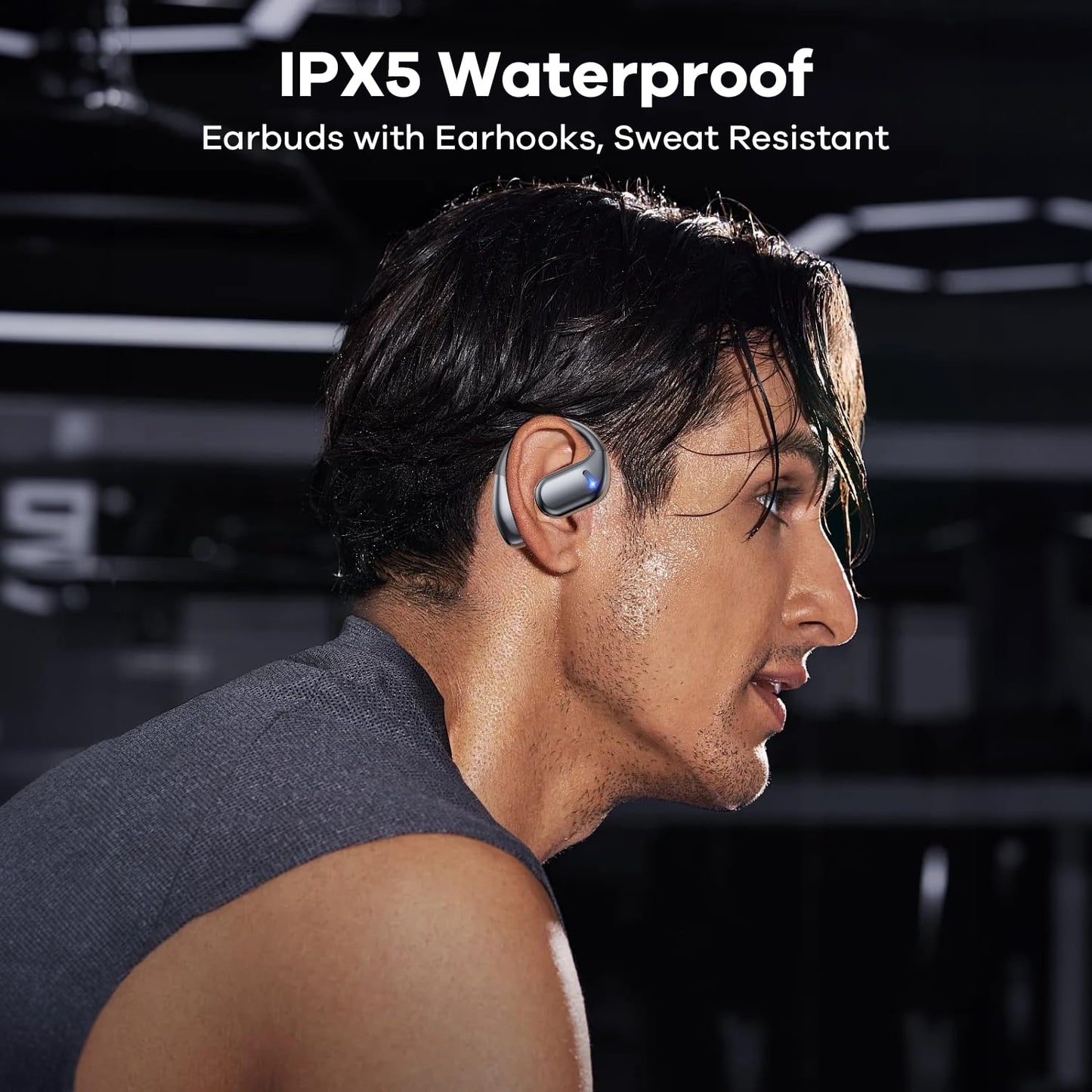 Open Ear Headphones Wireless Bluetooth 5.49, 60hrs Play 8D Sound Earphone Sport Earbuds with LED Display Over-Ear Buds with Earhooks Built-in Mic…