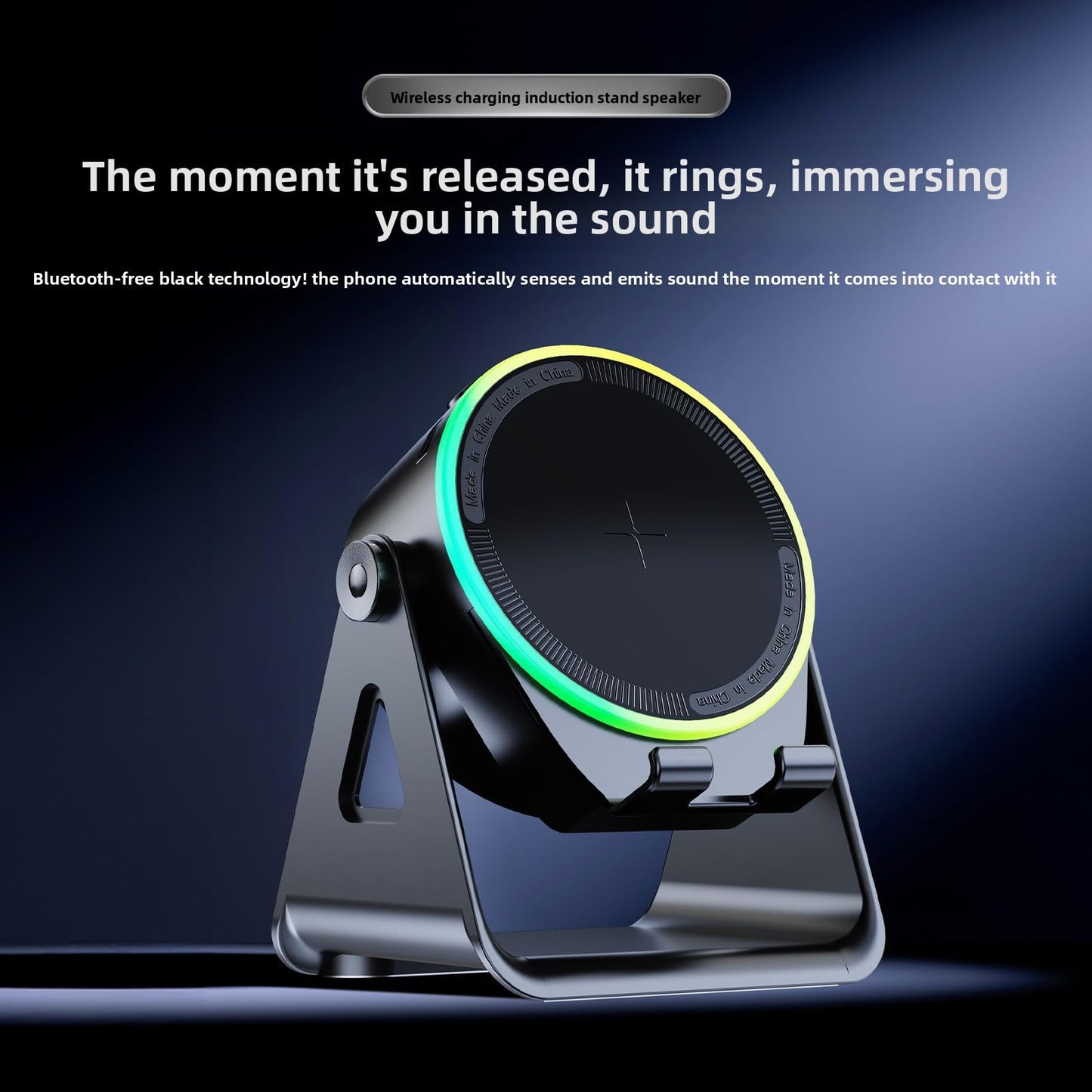 Trail Tail Wireless Induction Speaker,Upgraded Wireless Charging,no Need Bluetooth Phone Holder,RGB LED Light,360° Rotation,Dog Paw Cable Protector,HD