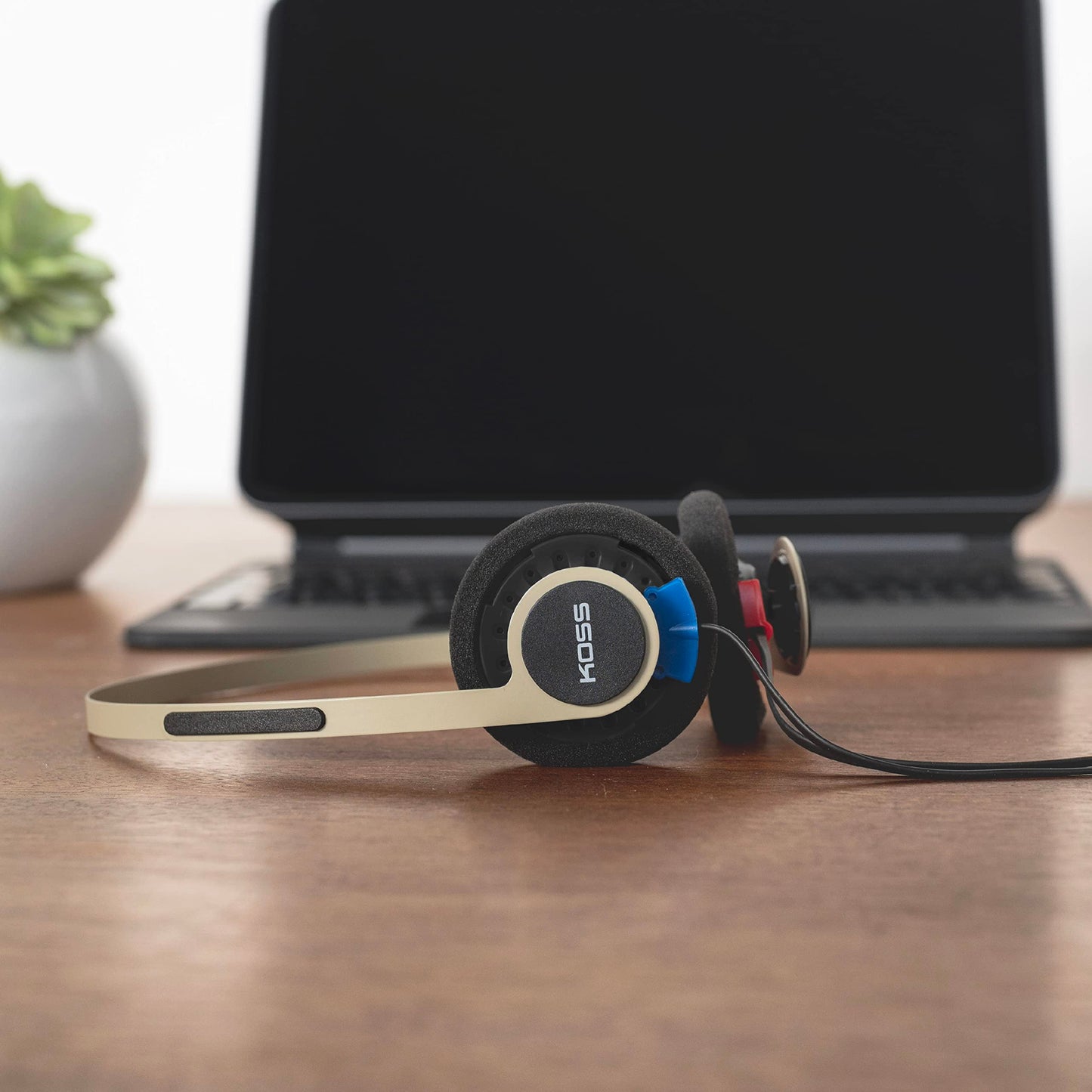 Koss KPH40 Utility On-Ear Headphones, Rhythm Beige, Interchangeable Cord