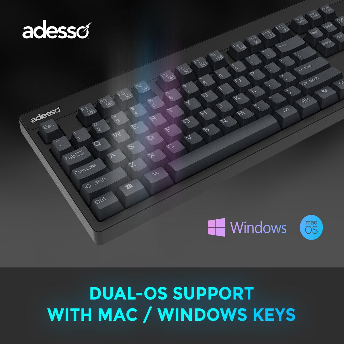 Adesso EasyTouch 130 Mechanical Keyboard, Full-Sized USB Wired