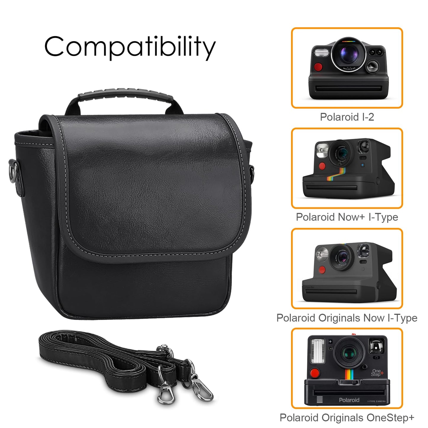 Fintie Camera Bag Compatible with Polaroid Now+ Generation 3/2/1 I-Type, Polaroid Now Gen 3rd/2nd/1st, OneStep 2 VF, I-2 Instant Film Camera Travel