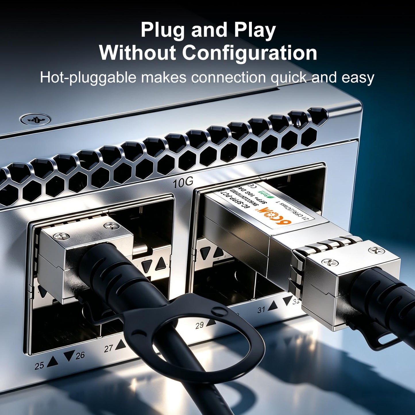 6COM 10G SFP+ DAC Cable, 7 Meter Passive Twinax Cable, Direct Attach Copper, 10GBase-CU Cable, SFP to SFP, for Cisco, Ubiquiti, D-Link, Supermicro