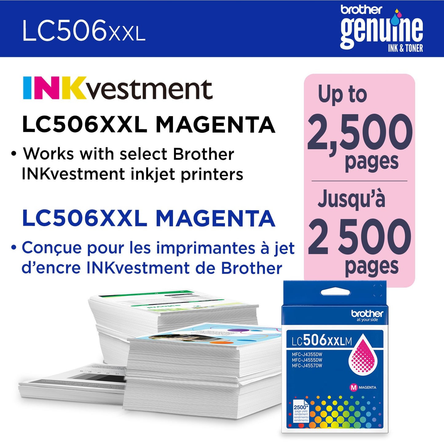 Brother Genuine LC506XXLM Super High Yield Magenta Ink Cartridge (for use INKvestment 4355, 4555, and 4557 Printers)