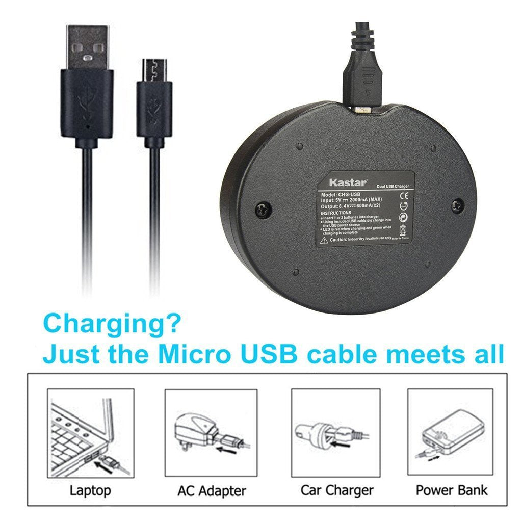 Kastar Dual USB Charger for LP-E10, LC-E10 and EOS 1100D, EOS 1200D, EOS Rebel T3, EOS Rebel T5, EOS Kiss X50, EOS Kiss X70 DSLR Camera & Canon LPE10