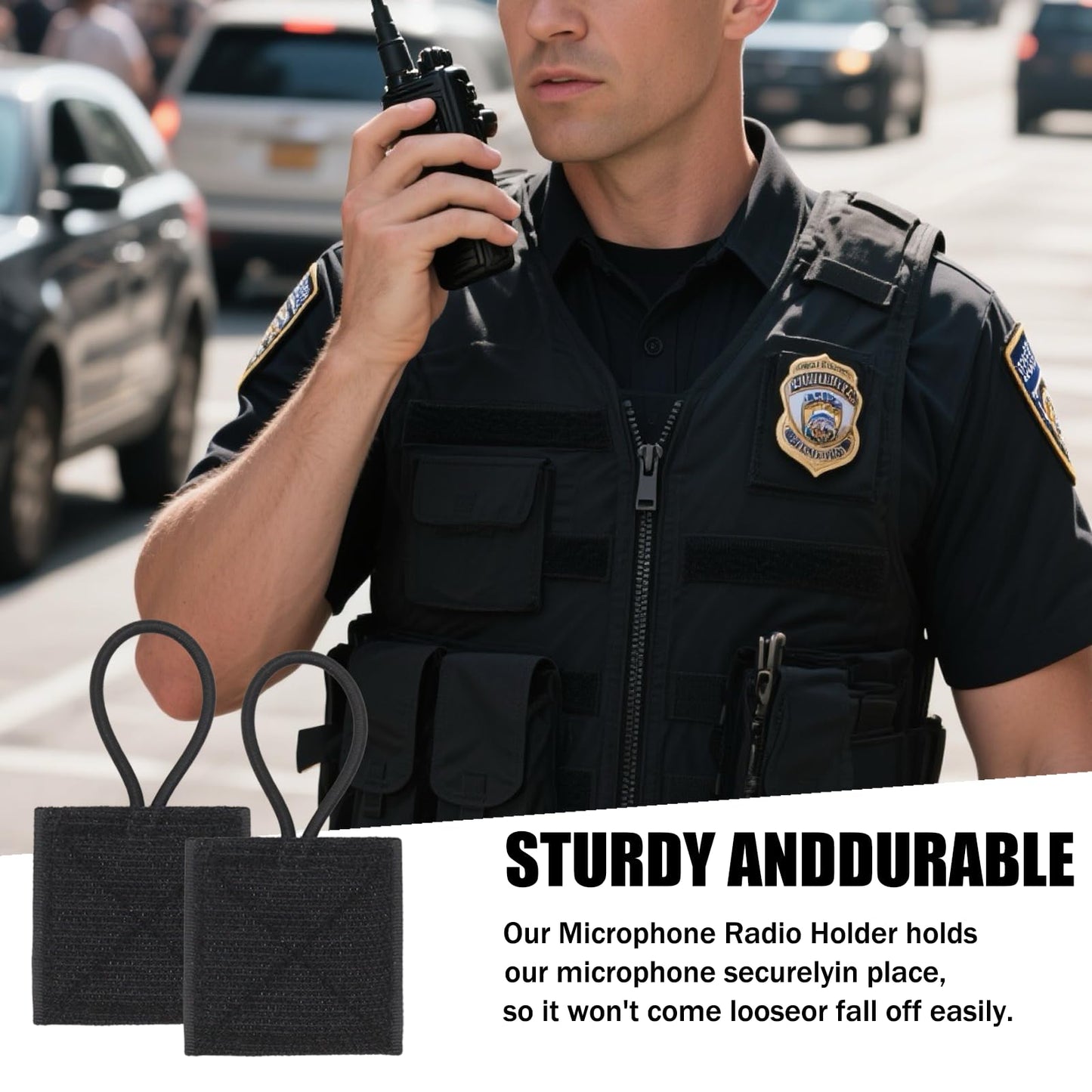 MYRIONT 2 Pack Microphone Radio Holder, Mic Clips for Law Enforcement, 50 lb.Super Strong Stitches No Breaking, Police Microphone Holder Clip for Vest