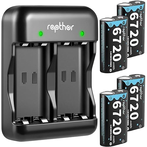 rapthor 4X 6720mWh Rechargeable Controller Battery Pack for Xbox Series with Fast Charger Station Compatible with Xbox One/One X/S/Elite/Series X/S