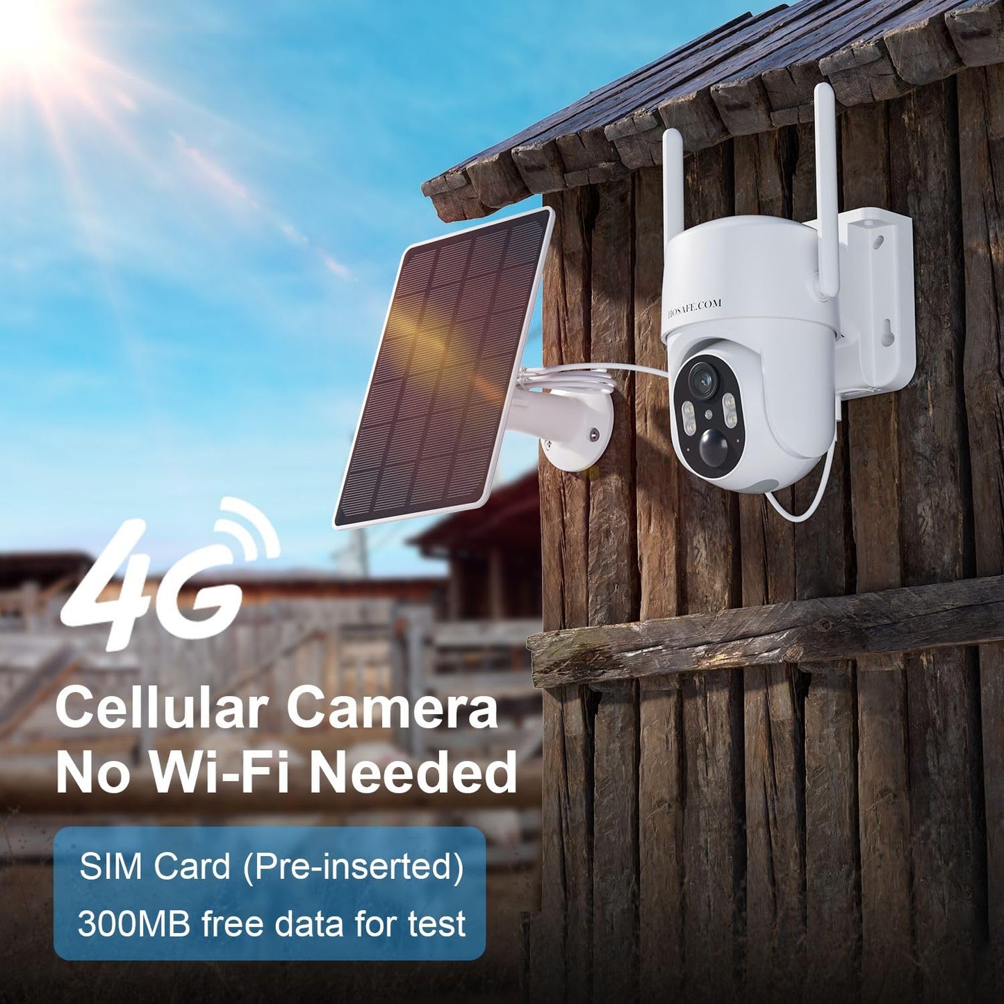 No WIFI Security Camera No Internet Needed, 4G LTE Cellular Security Camera Outdoor Wireless, Solar Camera for Home Security, PIR Motion Detction, 2K