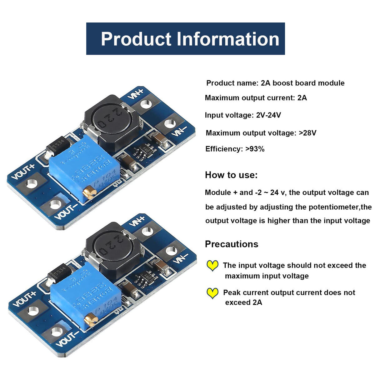Diitao 20PCS Adjustable Step Up Converter MT3608 DC-DC Step Up Boost Power Converter 2A Modules Step Up Adjustable Voltage Regulator Board Input…
