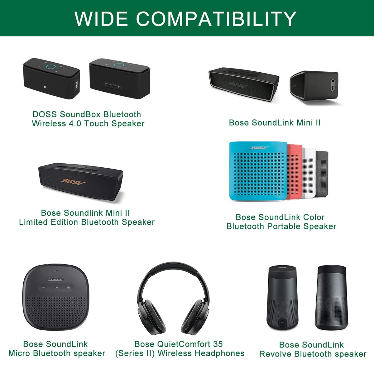 FITE ON 5V Adapter Compatible with Bose SoundLink Color Bluetooth Portable Speaker,Bose SoundLink Color II/Mini II/Mini II Limited Edition/Revolve//Micro/739617-1110 739523-1110 627840 Speaker,QuietC