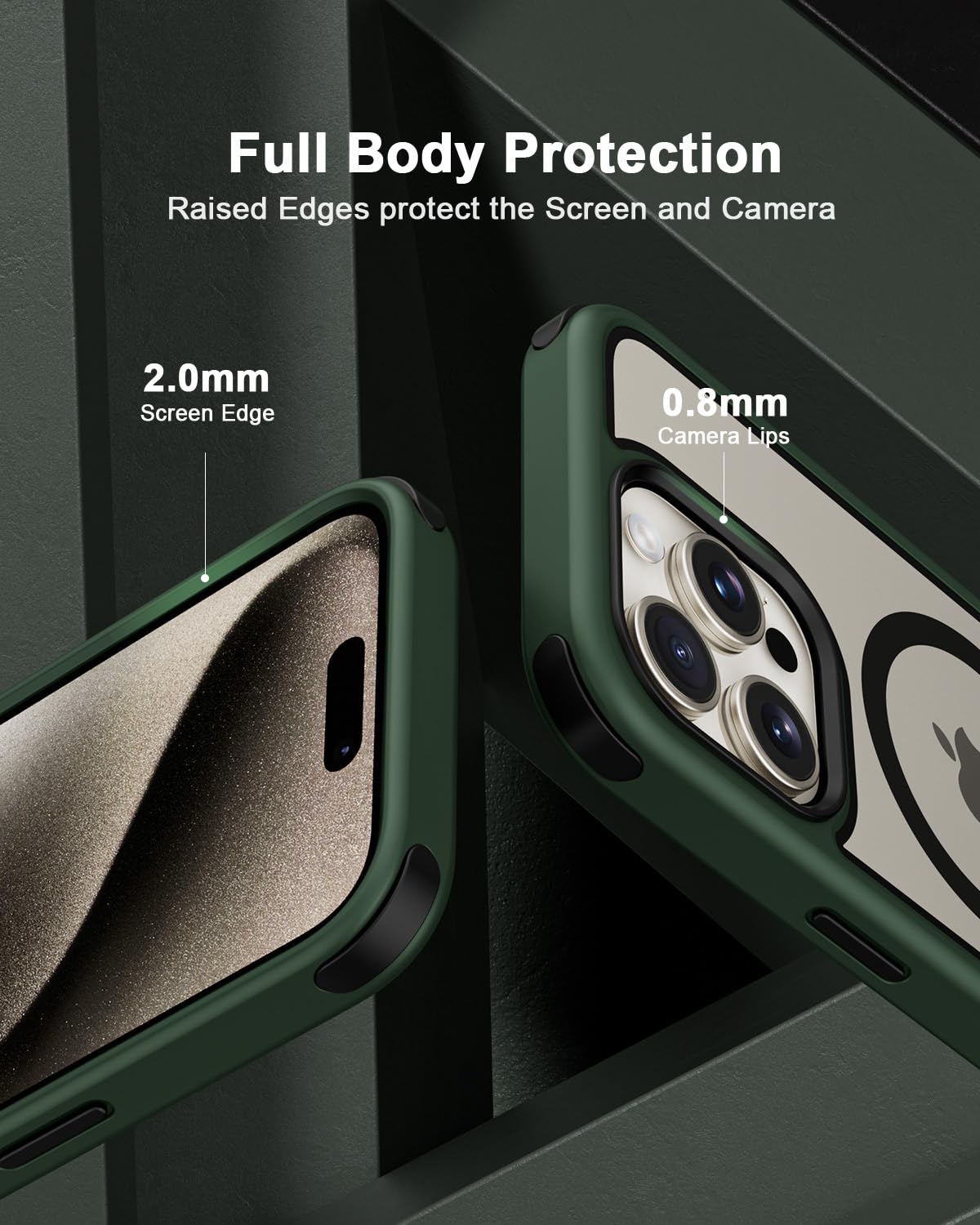 Mobnano for iPhone 15 Pro Case, Compatible with MagSafe, Crystal Clear Case with Magnetic Ring, Multicolor Protective Shockproof Bumpers, Not