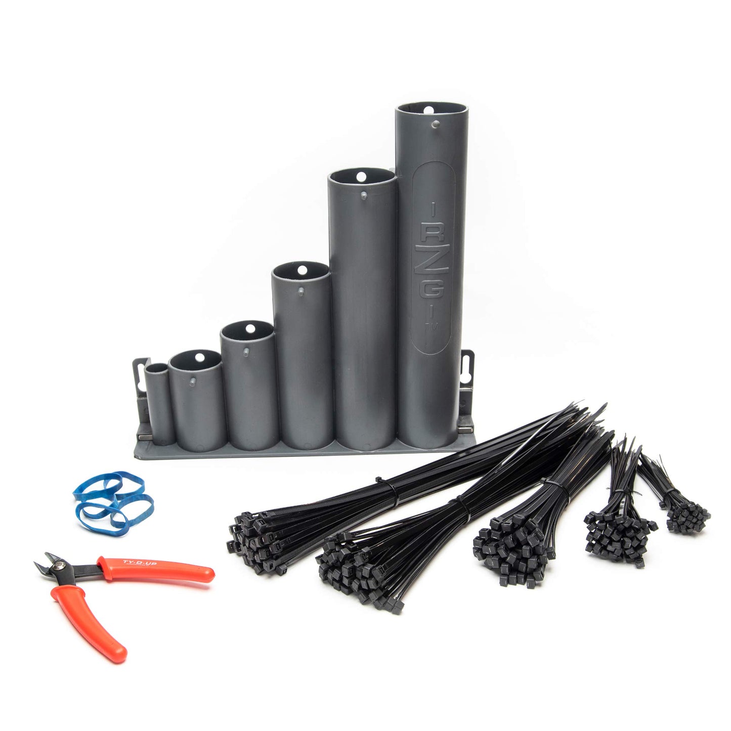R-Z-G Ready-Zip-Go (tm) Magnetic Base Cable Tie Organizer with 250 Zip Ties and Cutter