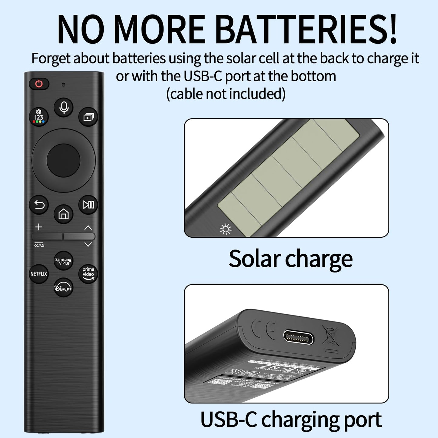 BN59-01385A BN59-01391A BN59-01357A Solar Voice Remote Replacement for Samsung Frame Smart TV Remote with Rechargeable Solar Cell