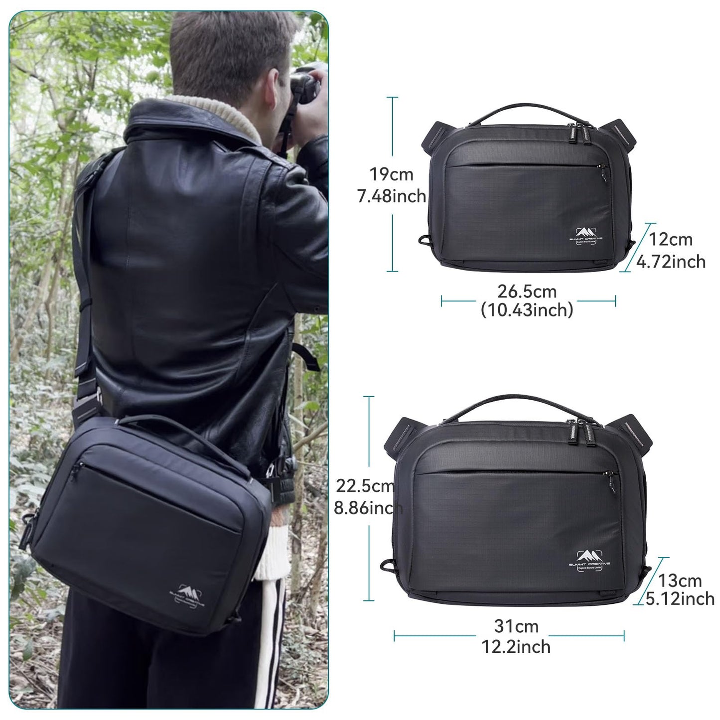 Summit Creative 4L Concept 2-in-1 Sling Bag, Everyday Waterproof Crossbody Shoulder Camera Bag, Portable DSLR Backpack for Photography, Travel & Daily