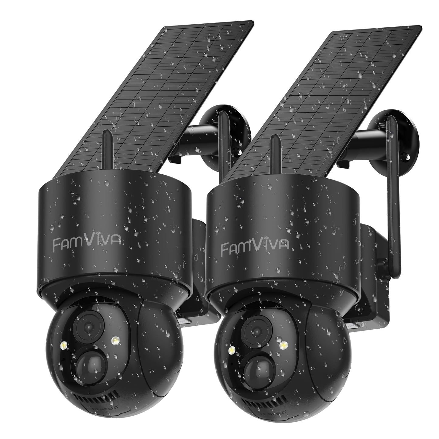 2K Solar Security Cameras Wireless Outdoor, 360°PTZ Battery Powered Cameras for Home Security, 2.4G WiFi Outdoor Camera with Color Night Vision, IP66