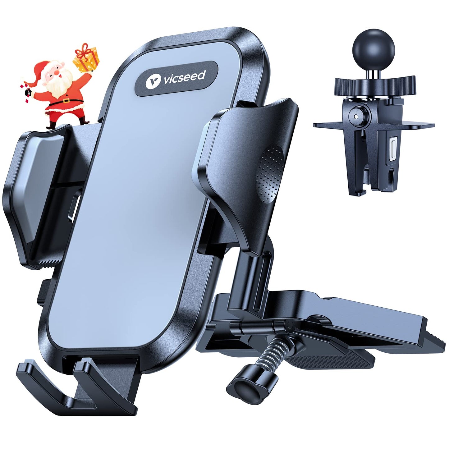 VICSEED Military-Grade Sturdy Car Phone Holder Mount, Upgraded Anti Shake Metal CD Slot & Air Vent Thick Case Friendly Phone Mount for Car Fit