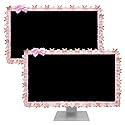 ReignSword 2 Pcs 23''-26'' Cute Computer Monitor Cover with Bow Tie, Lovely Computer Accessories with Lace Design, Monitor Dust Cover Protector (Pink)