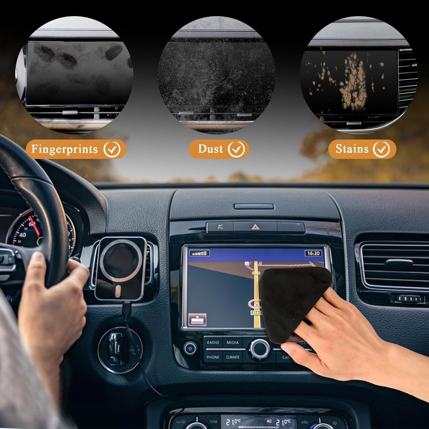 Car Screen Cleaner, Car Touch Screen Cleaner, Microfiber Cloth Auto Touchscreen Cleaning Wipes, Car Cleaning Wipes Cleaning Cloth Screen Cleaner Cloth