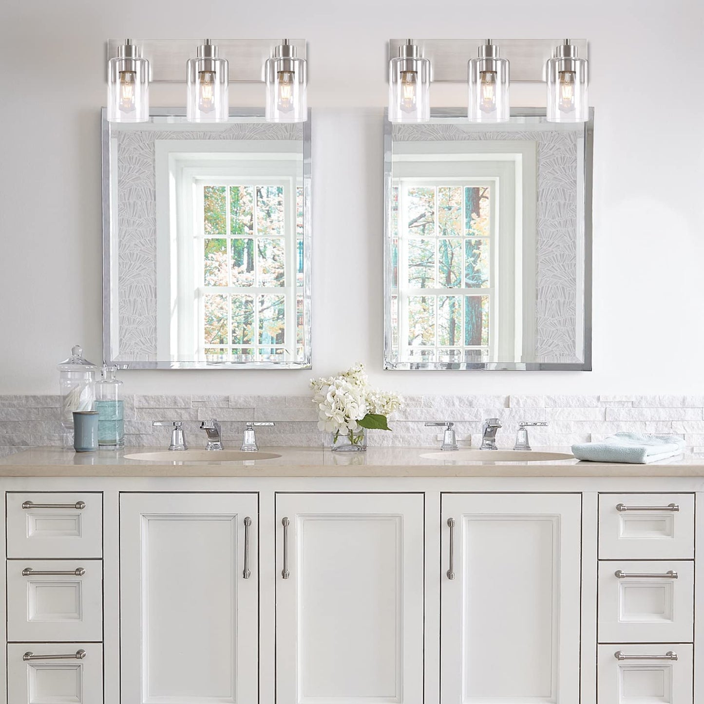 Chosenior 3-Light Bathroom Vanity Light Fixtures,Modern Wall Sconces,Bathroom Lights Over Mirror,Wall Mounted Lamp for Kitchen Living Room Bedroom