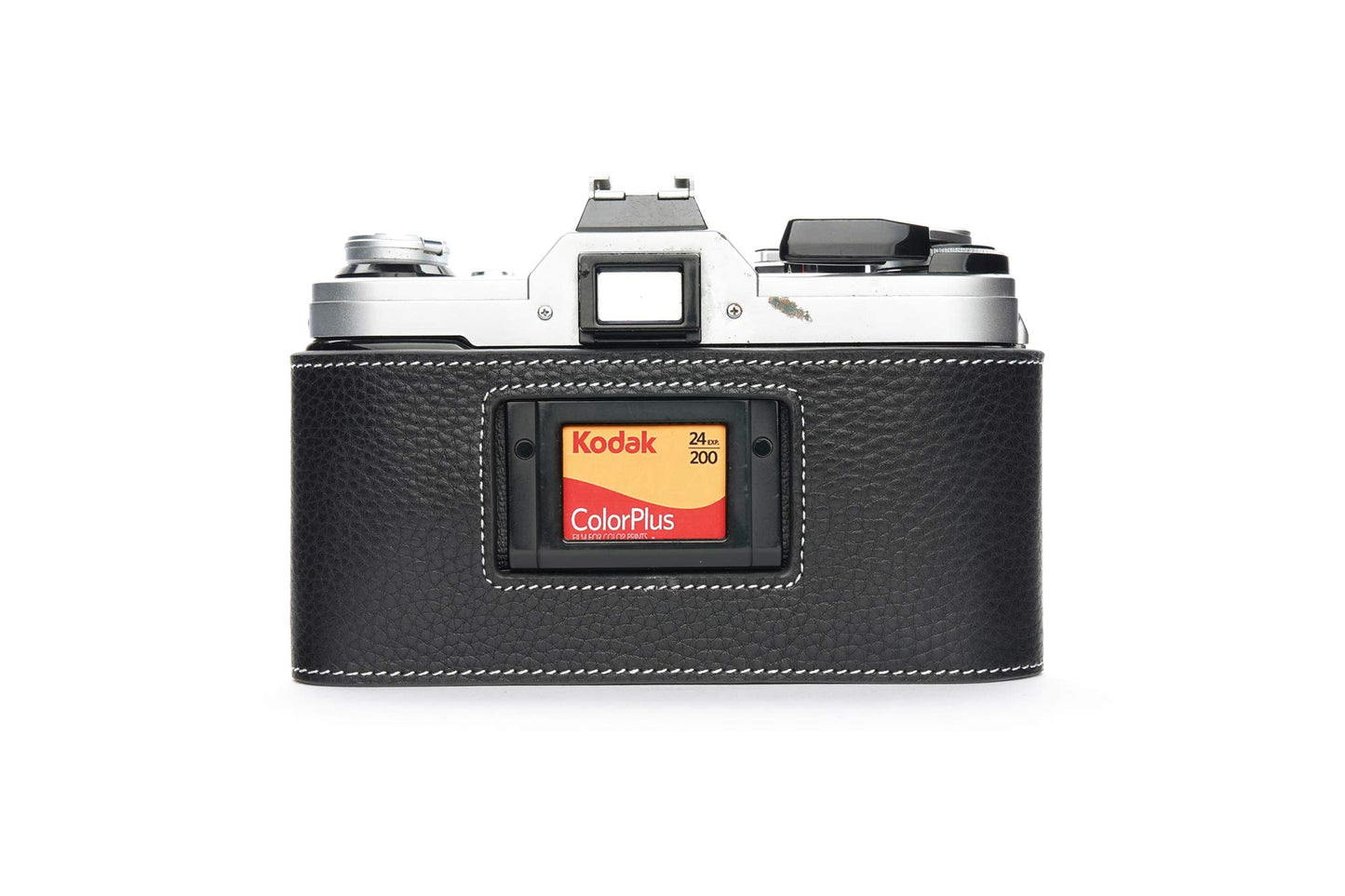 A-1 Case, BolinUS Handmade Genuine Real Leather Half Camera Case Bag Cover for Canon AE-1 A-1 (NO Handle) Camera with Hand Strap (Black)