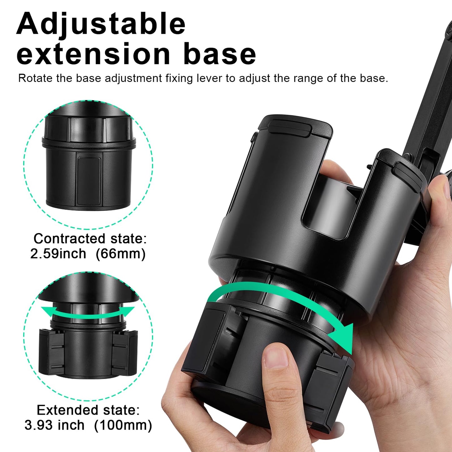 This Hill Car Cup Holder Expander 2-in-1 with Adjustable Base & 360° Rotating Phone Mount, Compatible with iPhone 17 Pro Max and Smartphones up