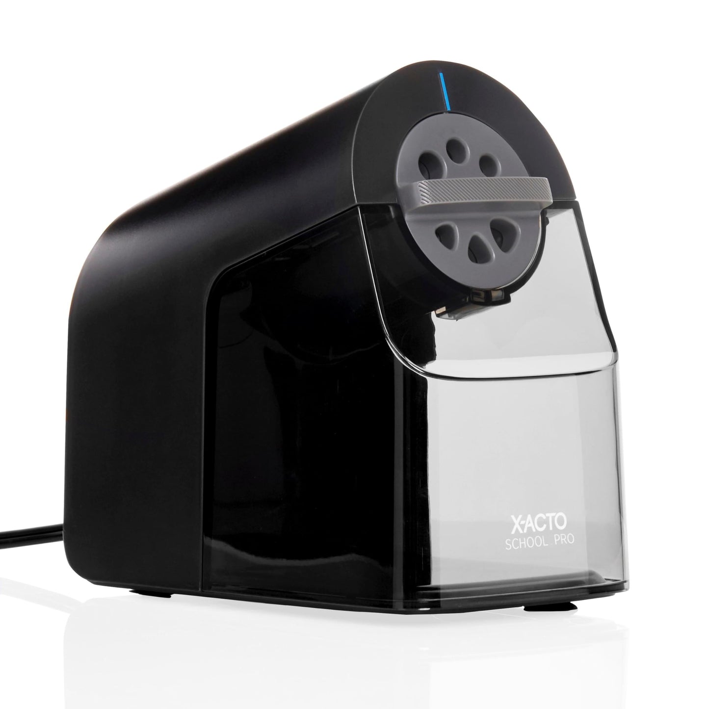 X-ACTO Pencil Sharpener, School Pro Electric Sharpener, Black, With Six Size Dial, XL Shavings Bin - Heavy Duty, Classroom Supplies