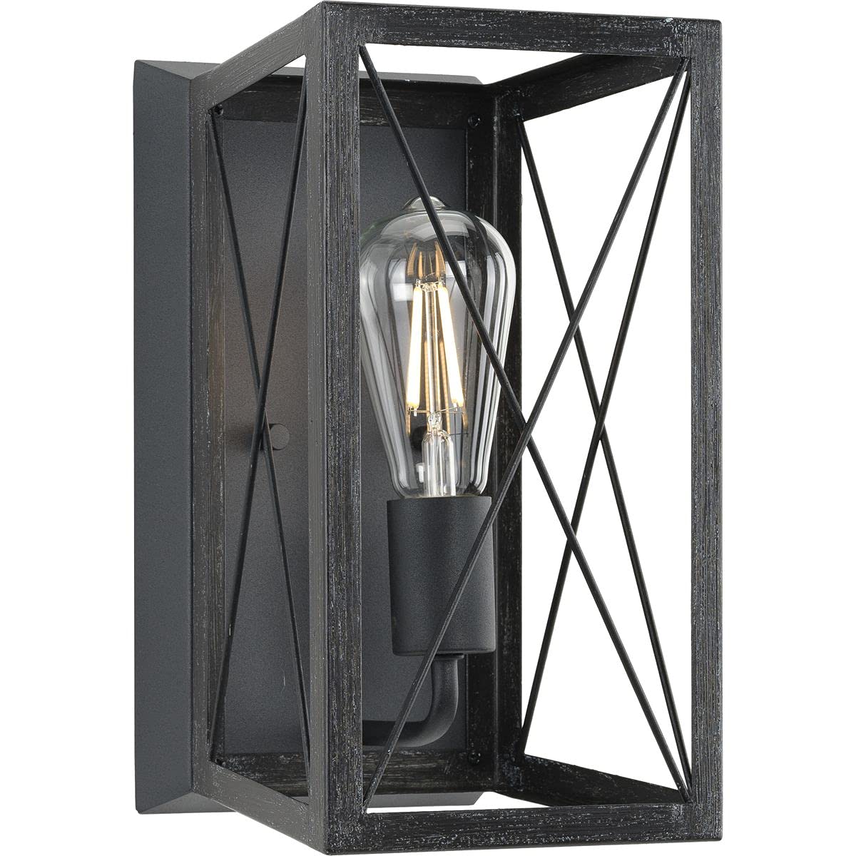Progress Lighting 1-Light Farmhouse Wall Sconce Light Cerused Black Oak, Briarwood Collection, Indoor, P710012-031, Textured Black