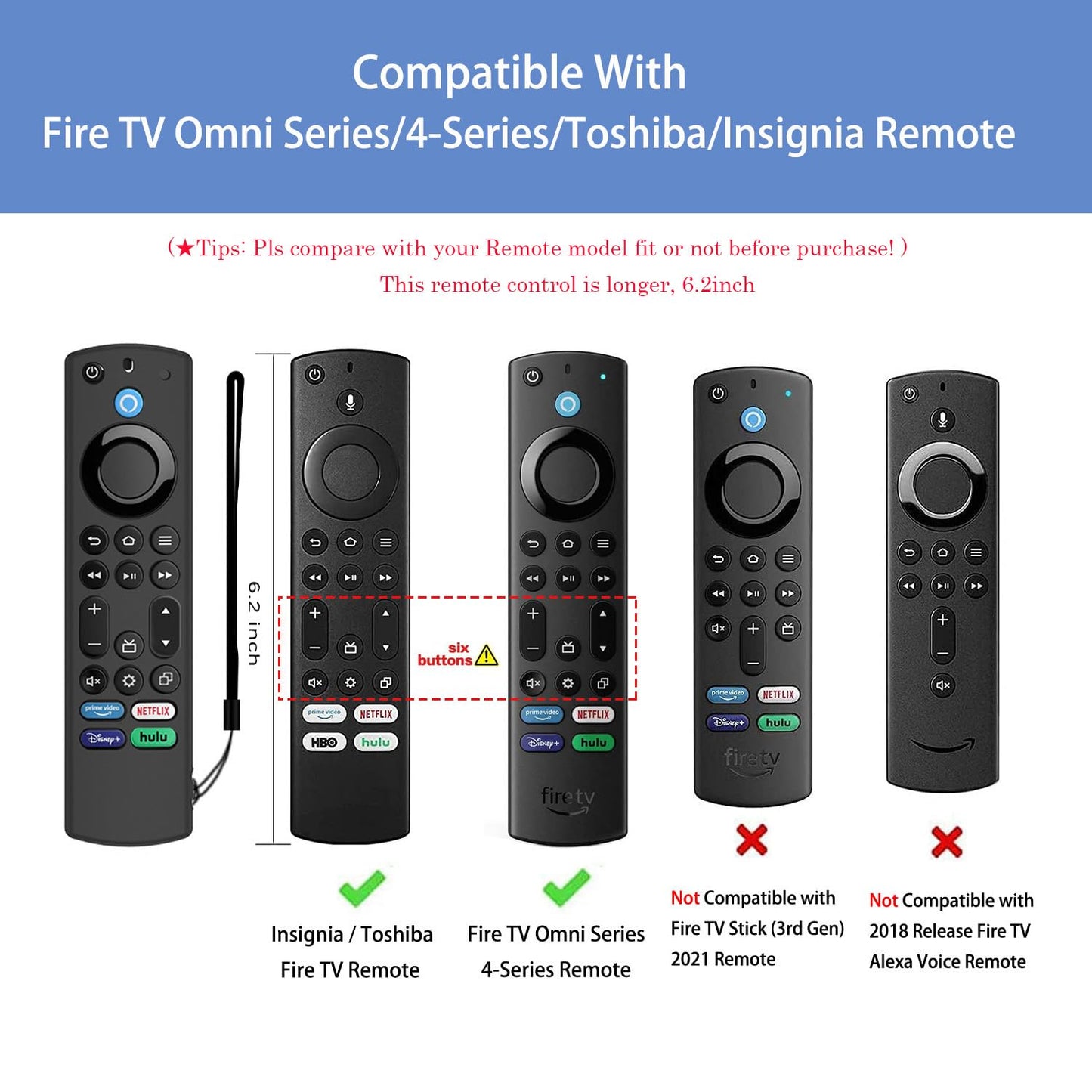 Voice Remote Cover, Silicone Remote Case Compatible with Insignia Firetv Omni Series or TV 4-Series, Lightweight Anti Slip Shockproof Remote Cover