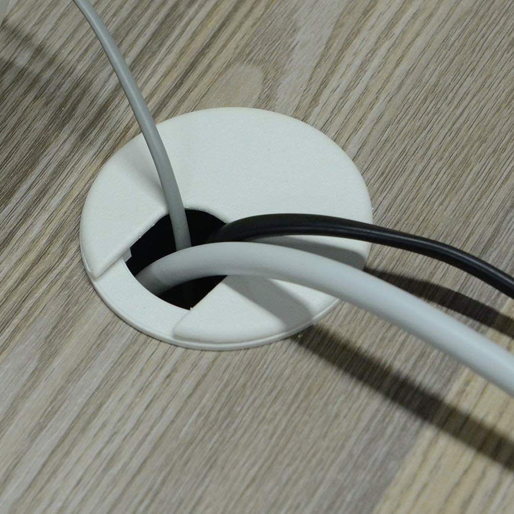12 Pcs 1.38 Inch / 35mm Plastic Desk Cord Cable Hole Cover Grommet Computer Cable Hole Cover Plug Cap White