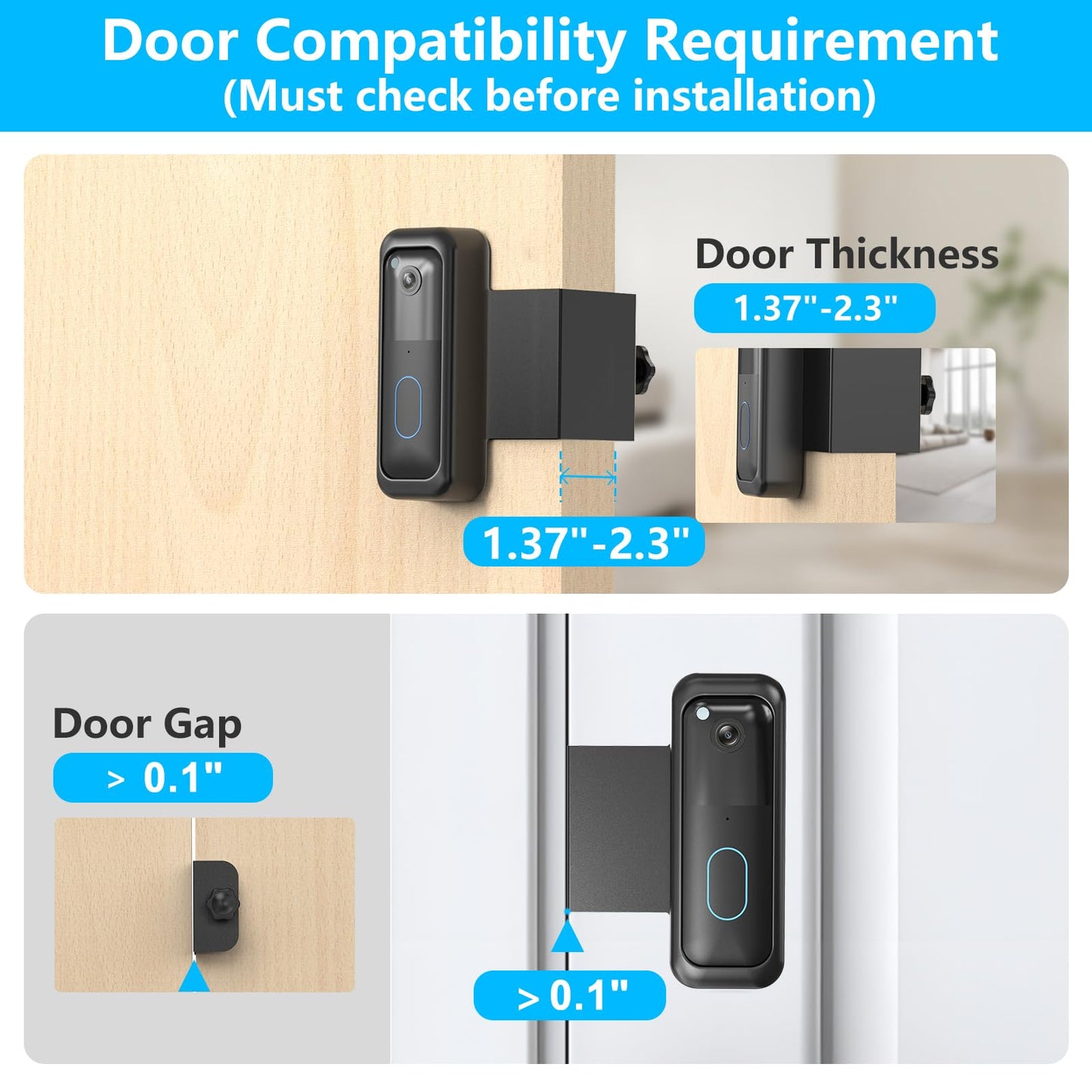 Blink Doorbell Mount, No-Drilling Anti-Theft Doorbell Mount Bracket for Blink Doorbell Camera(2nd Gen), Accessories for Apartments, Businesses, Not