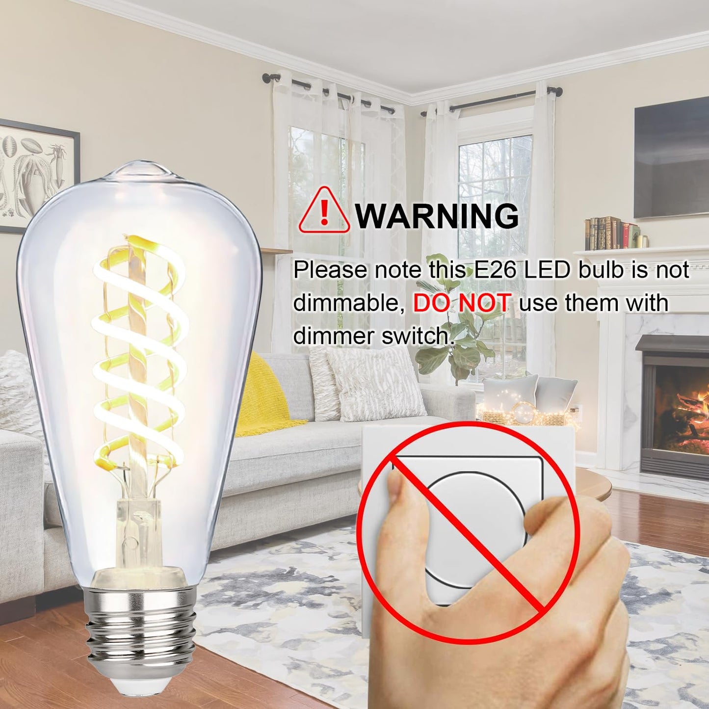 EMYMLITE 6 Pack Vintage LED Edison Bulbs, E26 Led Bulb 60Watt.