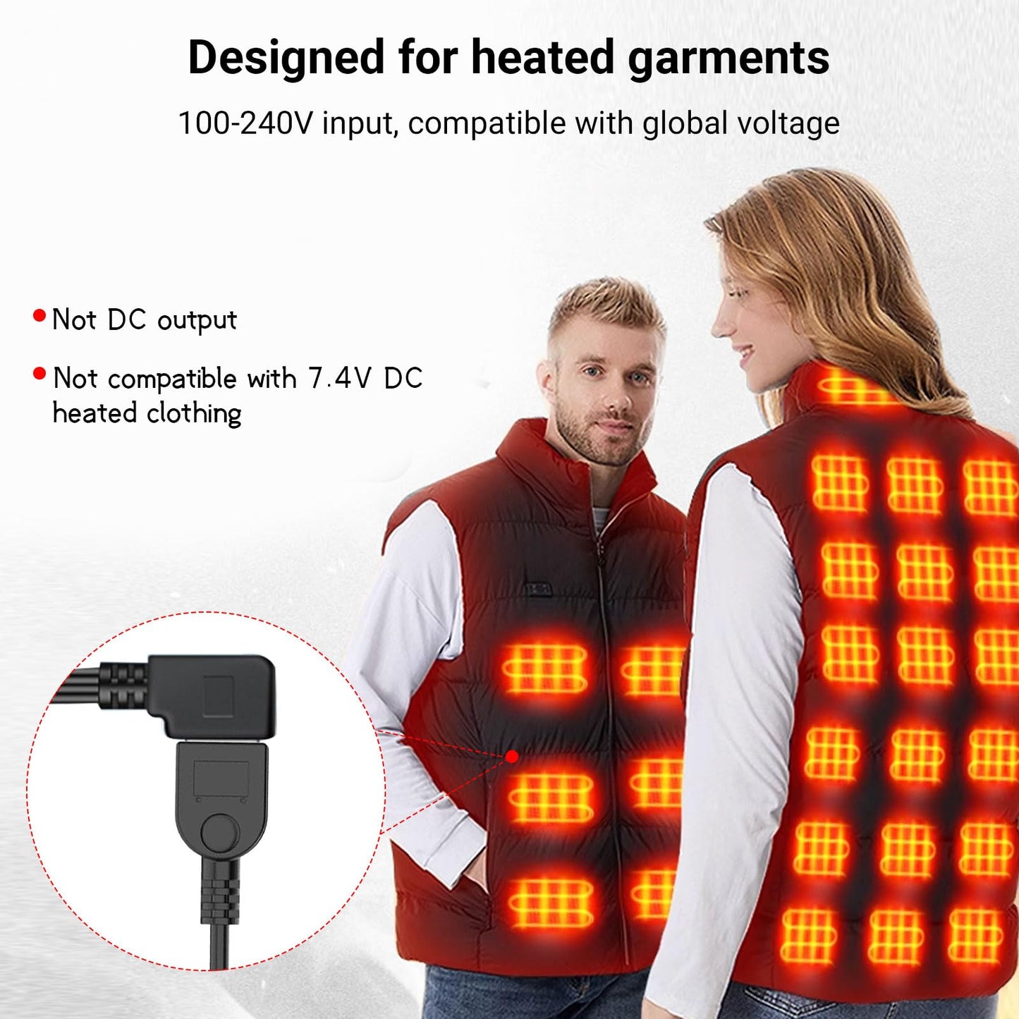 OatXtorpor 5V2A 9.8Ft Heated Vest Jacket USB Charger Pants Coat, USB Wall Charging Cord Connection Cables, Plug Power Supply with Male USB Plug
