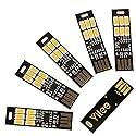 Yitee 5pcs LED Circuit Boards USB Light Keychain Super Bright 6 LEDs Mini USB Light Lamp with Smart Touch Electrodeless Dimming Switch for Laptop