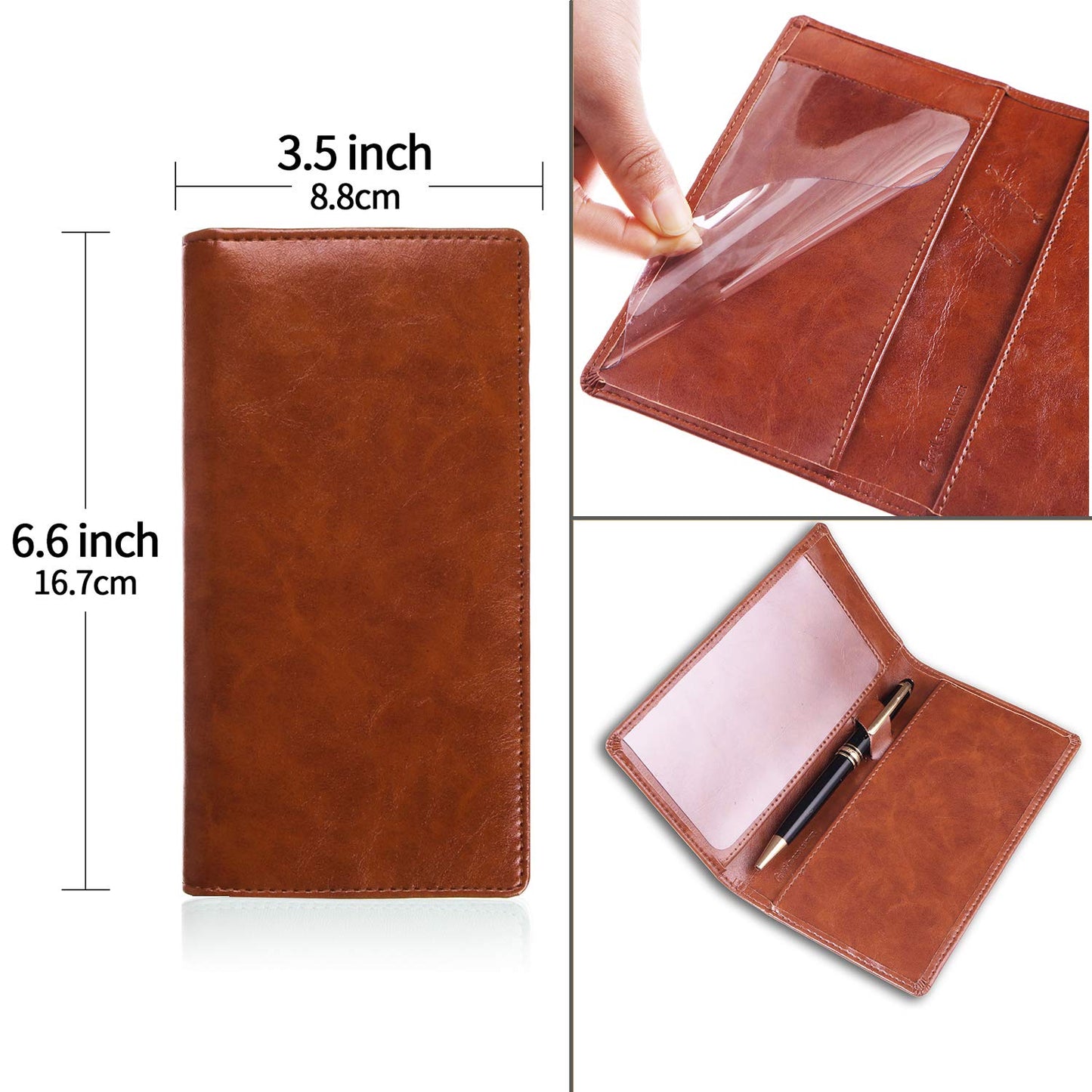 IKEPOD Leather Checkbook Cover for Men Women RFID Blocking by GNEGNI