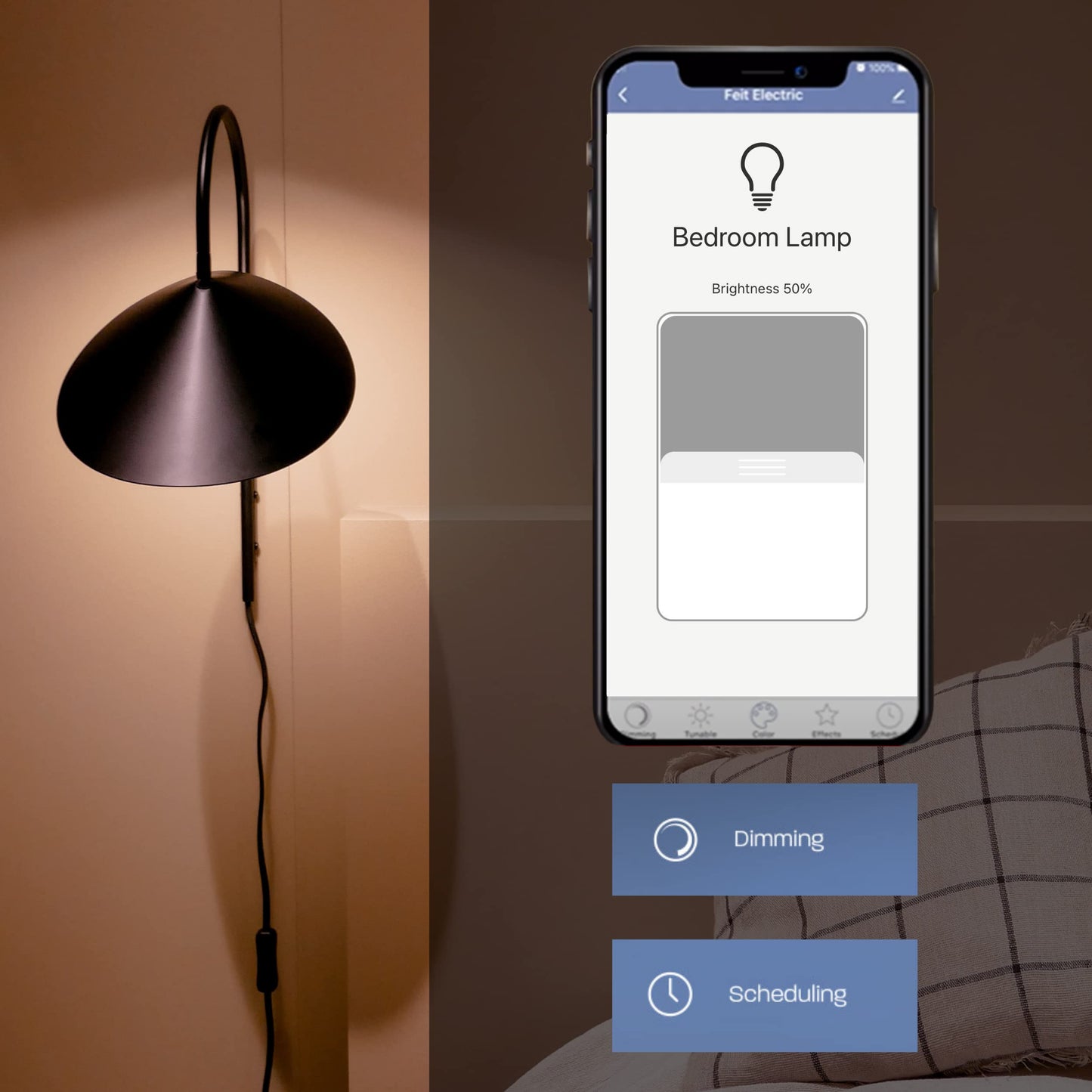 Feit Electric ST19 LED Smart Light Bulb, 60W Eq, Amber 2100K, E26 Base