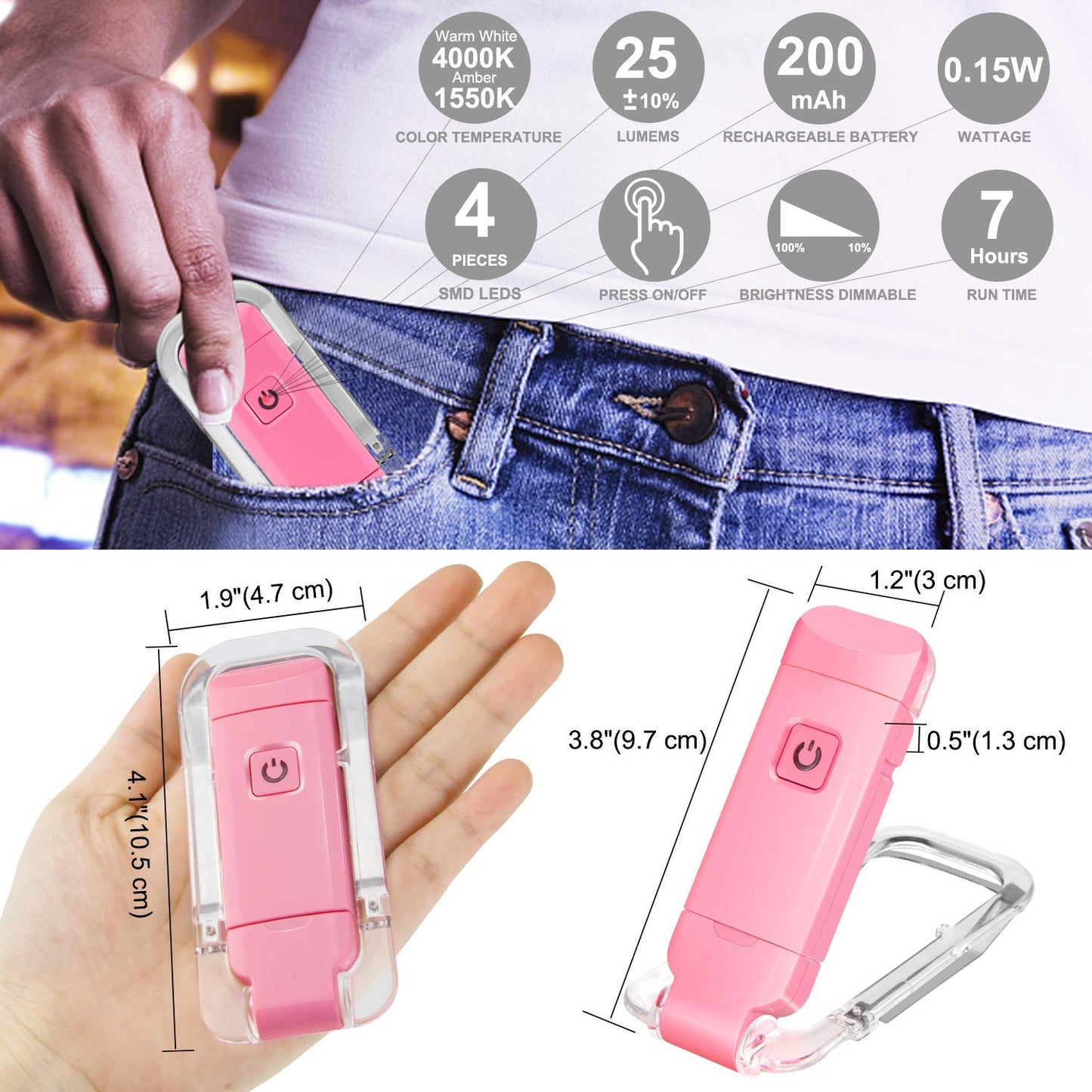 LUXSWAY USB Rechargeable Book Light for Reading,Small Book Reading Light in Bed,Clip On Bookmark Kids Light for Bed,Brightness Adjustable for Eye