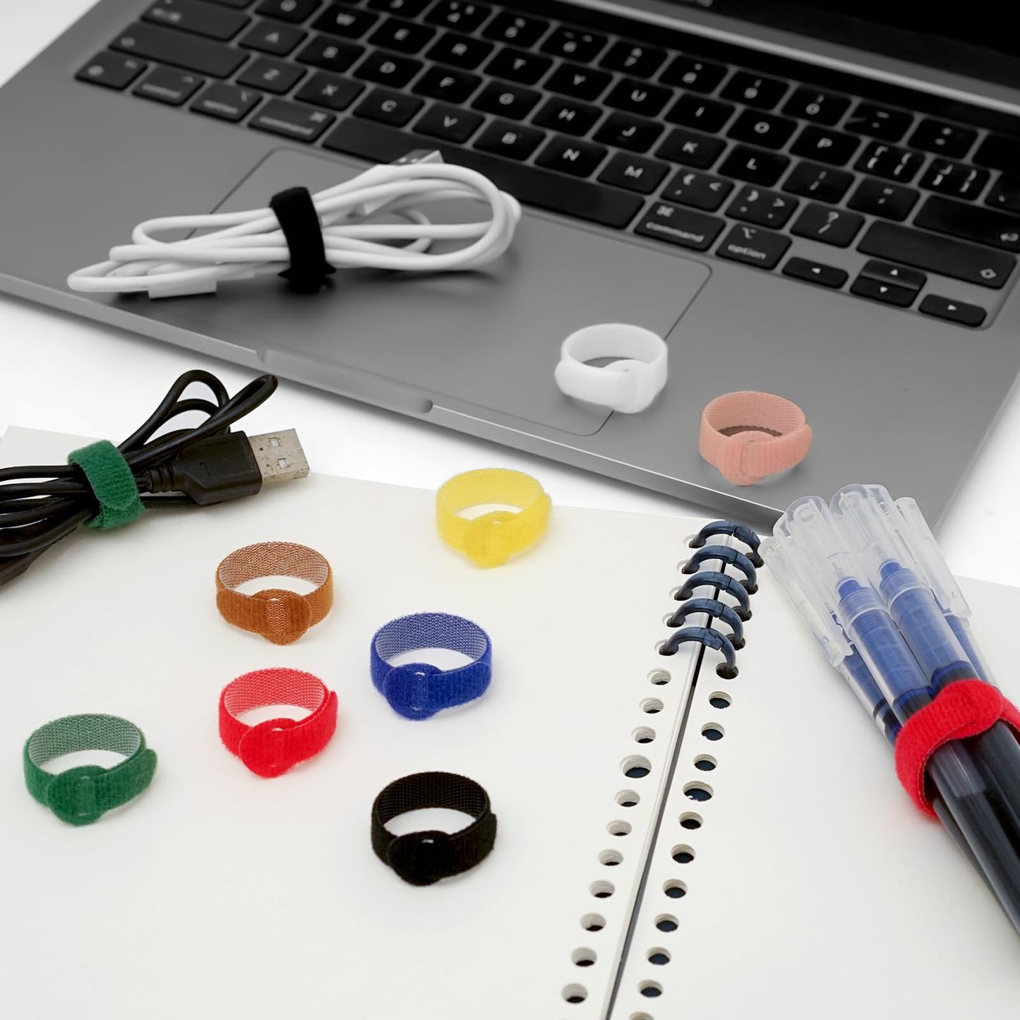 150PCS Cable Ties?4+6+8+10 Inch Reusable Cable Management, Multi-Purpose Adjustable Cord Organizer?Fastening Microfiber Cloth Hook and Loop Cable