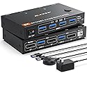 KCEVE KVM Switch 2 Computer 1 Monitor Displayport 4K@240Hz 8K@60Hz, USB 3.0 KVM Switch Displayport 2.1 for 2 PC Share 4 USB Devices Keyboard