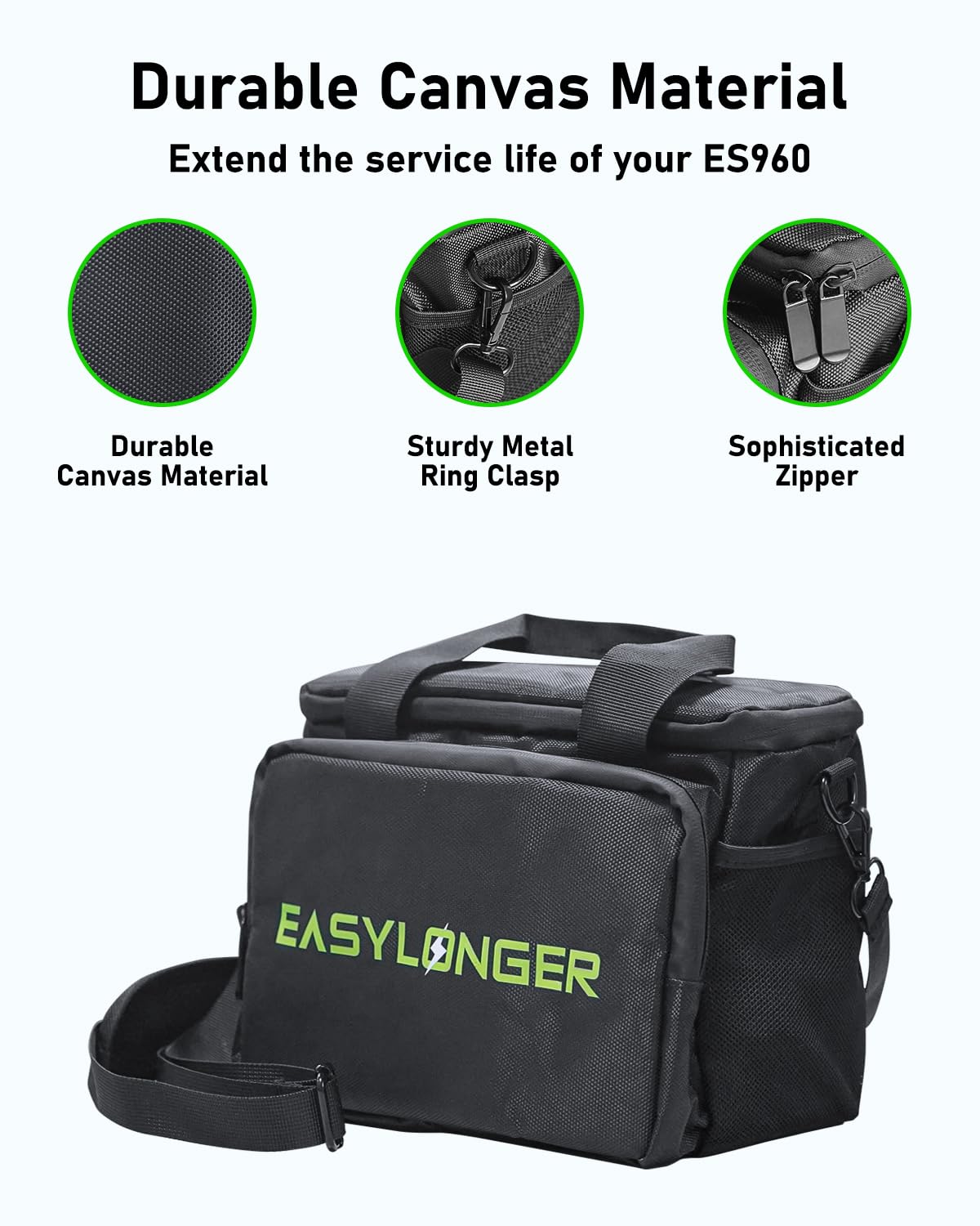 EASYLONGER Travel Carrying Case Compatible with ES960, ES960 PRO, Apowking R100, Anker SOLIX/A1727, etc. Battery Pack Storage Bag with Cable Organizer