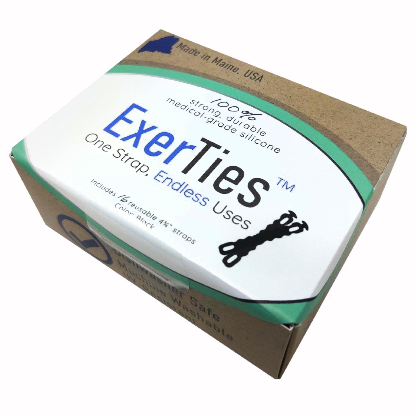 ExerTies Silicone Cable Ties Reusable - Made in Maine USA - Medical Grade Silicone Cord Ties - Endless Uses: for Cords, iPhones, Cables, Sleeves