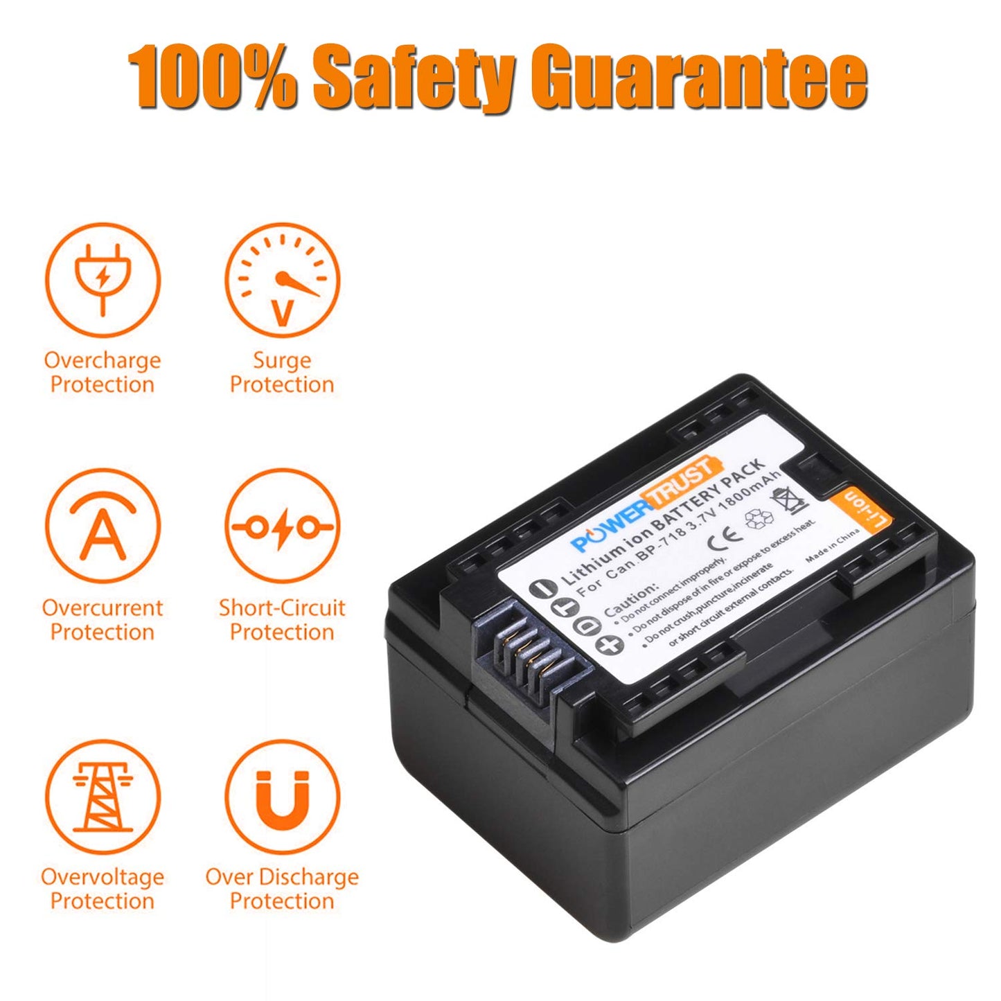 PowerTrust 1Pack BP-718 BP718 Battery + LCD USB Charger for Canon BP-709,BP-745,BP-727,CG-700 HFR80, HFR82, HFR800, HFR70, HFR72, HFR700, HFM500