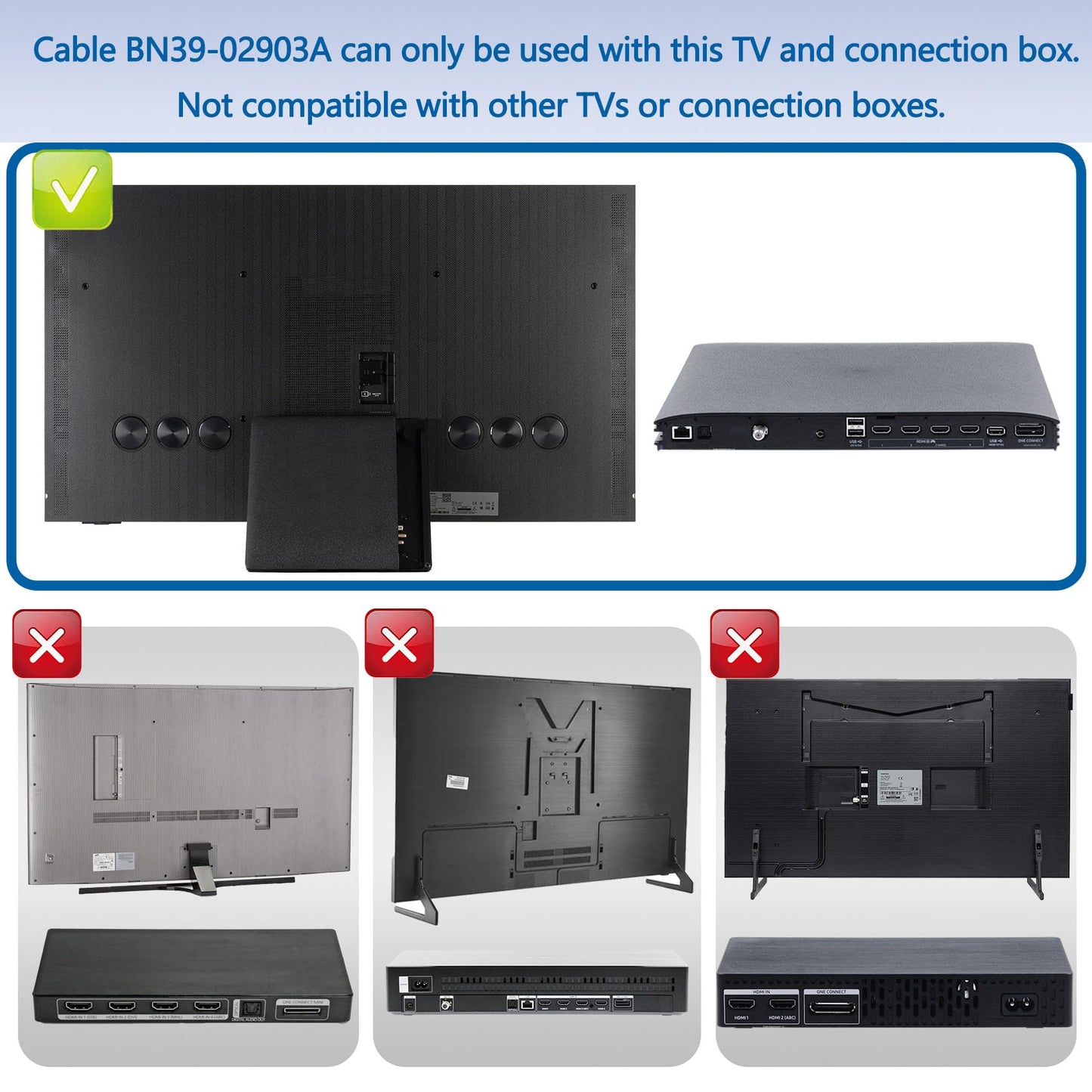 BN39-02903A One Connect Cable 2.5m/8.2ft Compatible with Samsung OLED 4K TV S95CAF S95DAF S95FAF Series QN55S95CAT (2023, 2024, 2025 OLED) TV HDMI